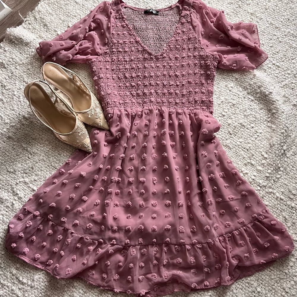 Textured Mauve Midi Dress